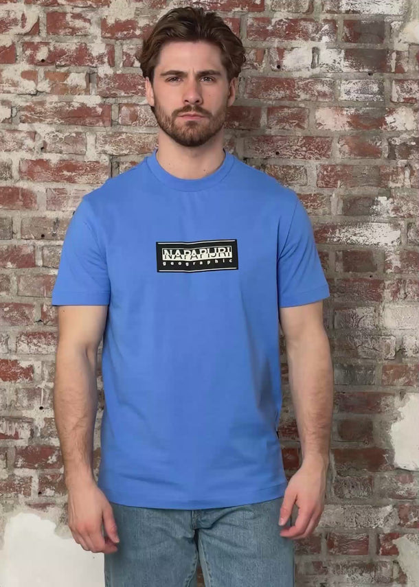 Napapijri T-shirts S box logo - ultramarine