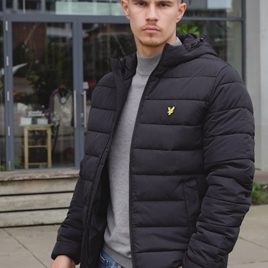 lightweight puffer jas jet black zwart lyle scott