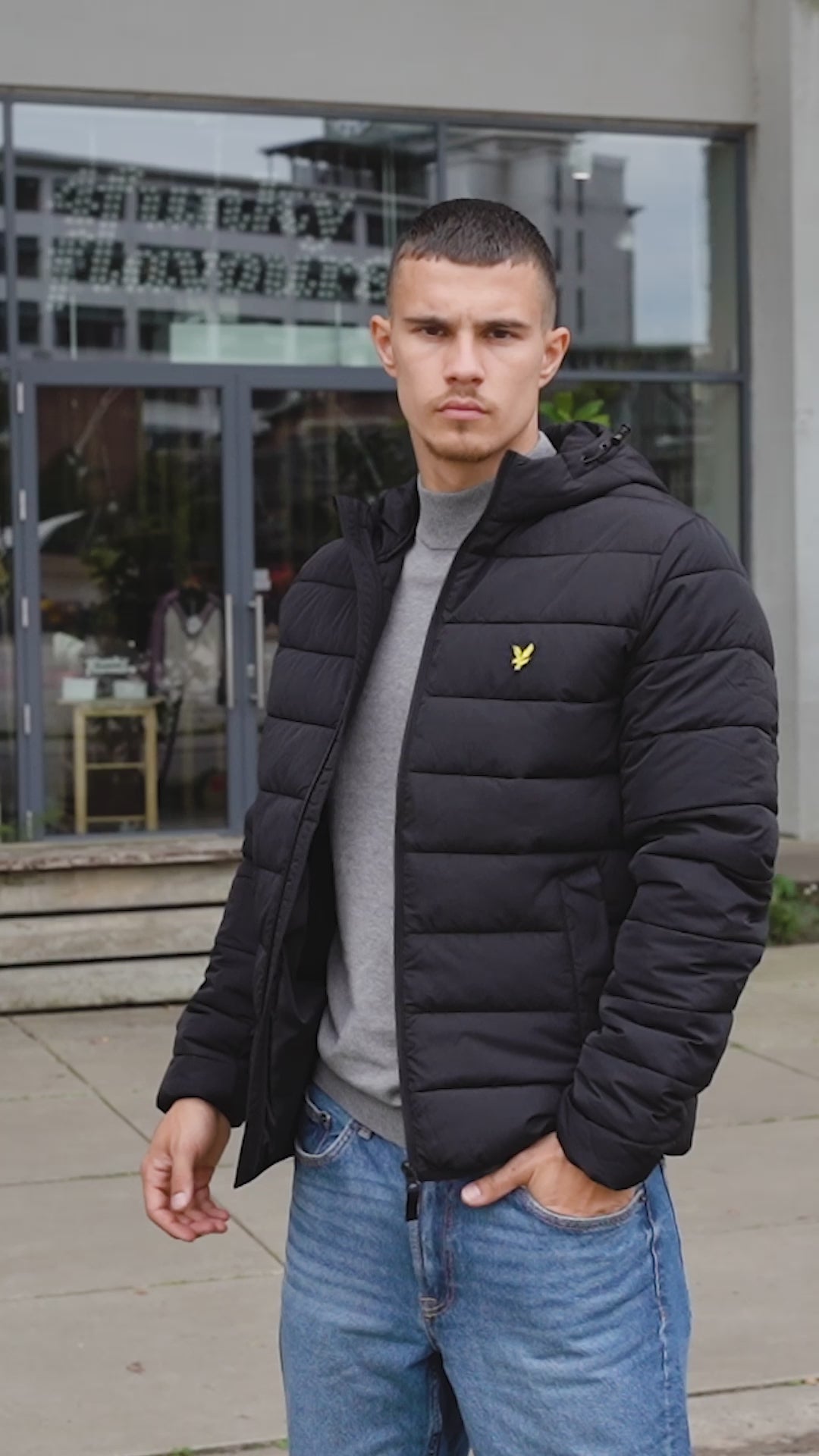 lightweight puffer jas jet black zwart lyle scott