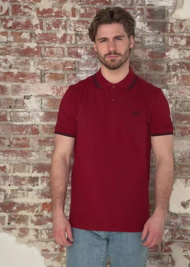 Fred Perry Polo's Twin tipped fred perry polo shirt- burnt red navy