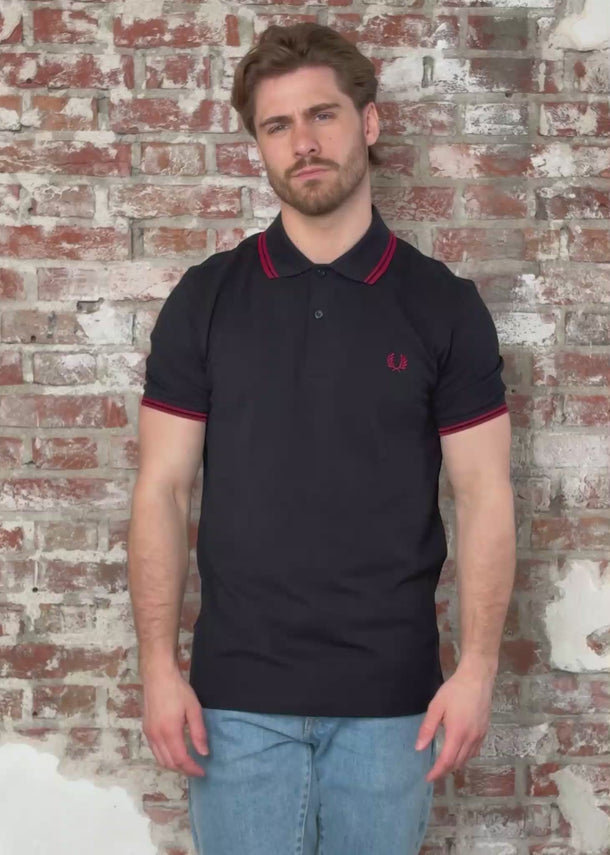 Fred Perry Polo's Twin tipped fred perry polo shirt- black burnt red
