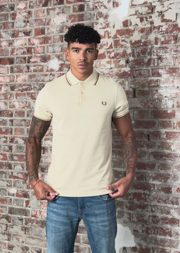 Fred Perry Polo's Twin tipped polo - oatmeal warm stone shaded stone