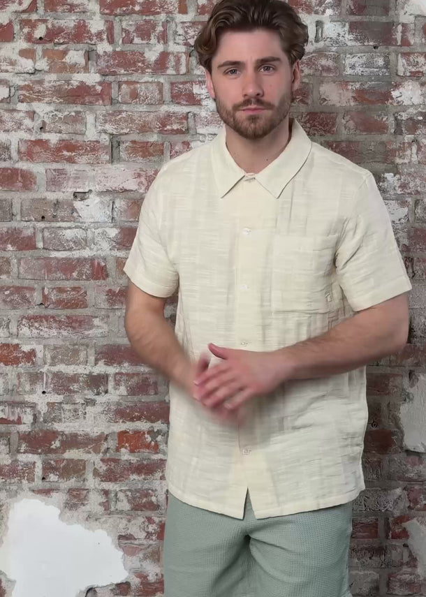 Farah Korte Broeken Redwald textured waffle short - grove green