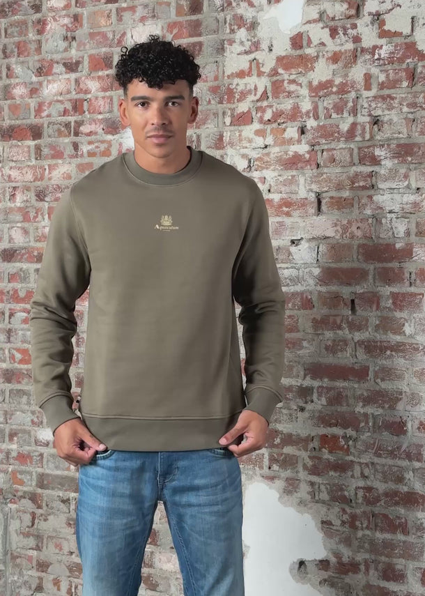 Aquascutum Truien Centered logo crewneck - army green