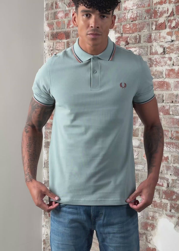 Fred Perry Polo's Twin tipped fred perry polo shirt- Silver Blue Tennis Blue Cinnamon