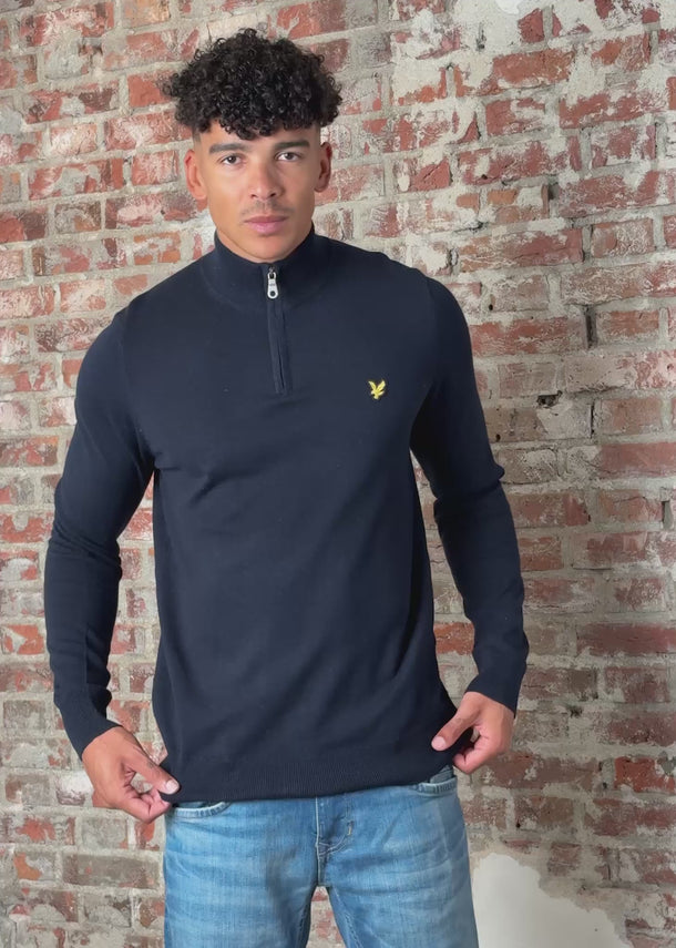 Lyle & Scott Truien Loopback quarter zip sweat - dark navy