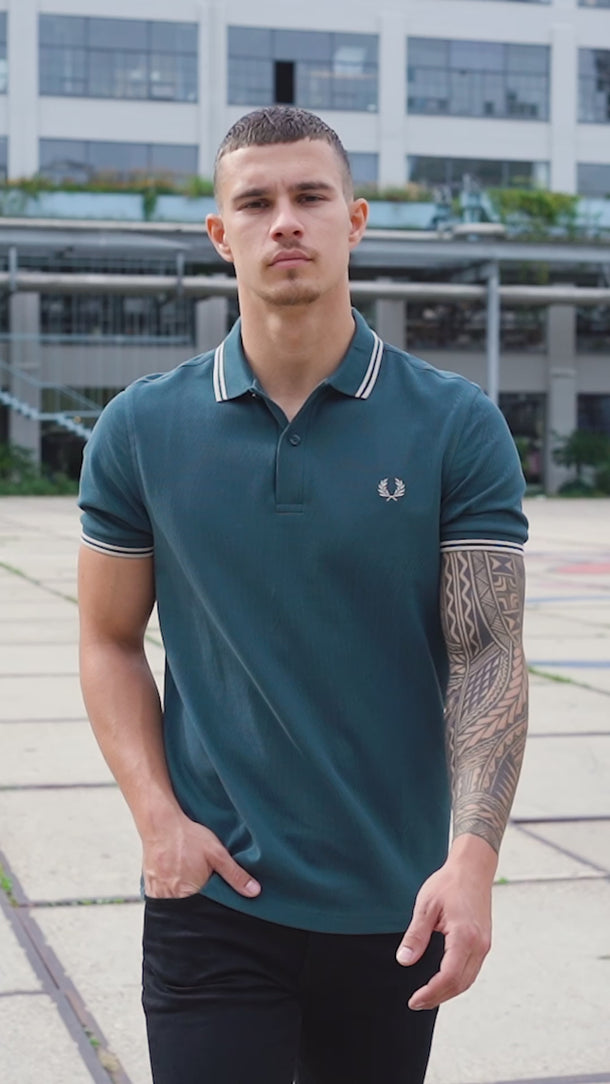 Fred Perry Polo's Twin tipped fred perry shirt - petrol blue