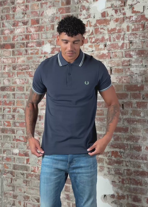 Fred Perry Polo's Twin tipped polo - dark airforce light ice bay leaf