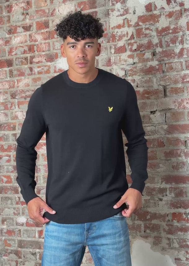 Lyle & Scott Truien Cotton merino crew neck jumper - jet black
