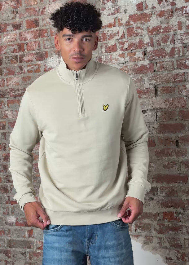 Lyle & Scott Truien Loopback quarter zip sweat - grey taupe