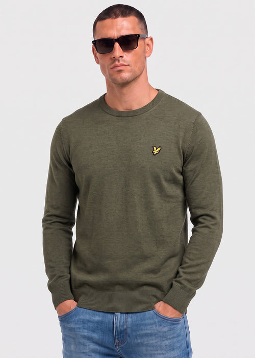 Polyblend crew neck pullover - journey olive