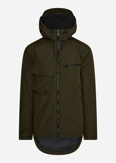Lyle & Scott Jassen  Wadded dual pocket jacket with face guard - olive 