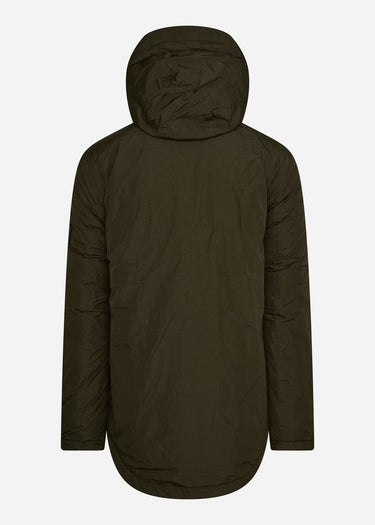 Lyle & Scott Jassen  Wadded dual pocket jacket with face guard - olive 