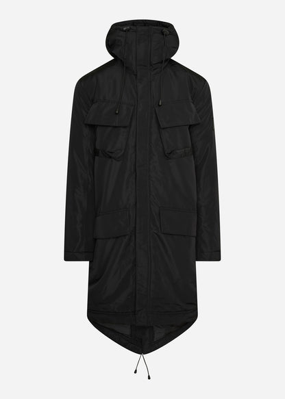 Lyle & Scott Jassen  Longline dual pocket parka - jet black 