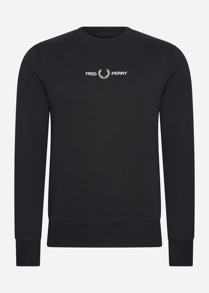 Fred Perry Truien  Embroidered sweatshirt - black 