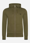 Fred Perry Vesten  Hooded zip through sweatshirt - military green 