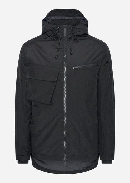 Lyle & Scott Jassen  Wadded dual pocket jacket with face guard - jet black 