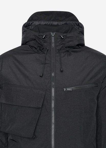 Lyle & Scott Jassen  Wadded dual pocket jacket with face guard - jet black 