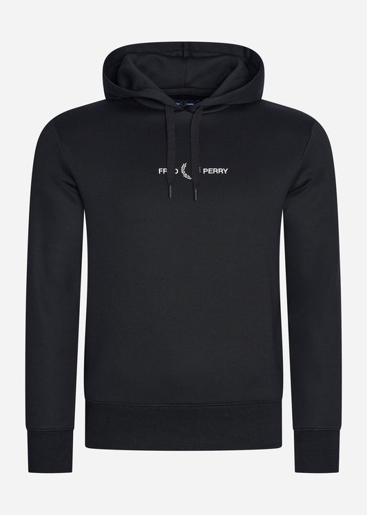 Fred Perry embroidered hoodie black zwart