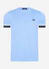 Fred Perry T-shirts  Tramline tipped pique t-shirt - sky 