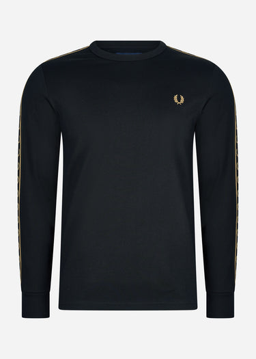 Fred Perry Longsleeve Tees  Long sleeve laured taped tee - black gold 