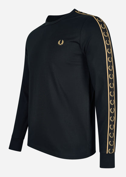 Fred Perry Longsleeve Tees  Long sleeve laured taped tee - black gold 