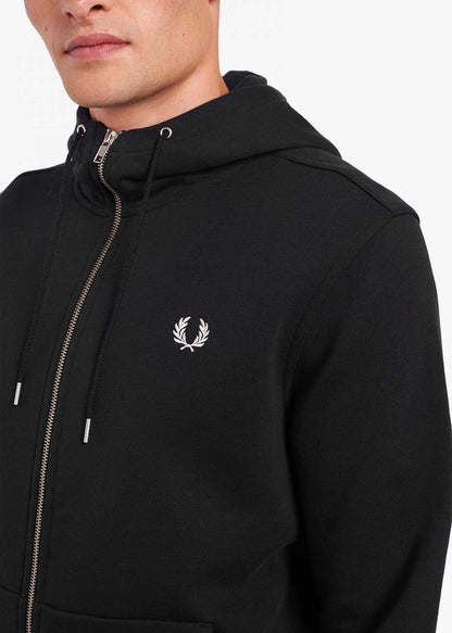 Fred Perry Vesten  Hooded aw zip through sweatshirt - black 