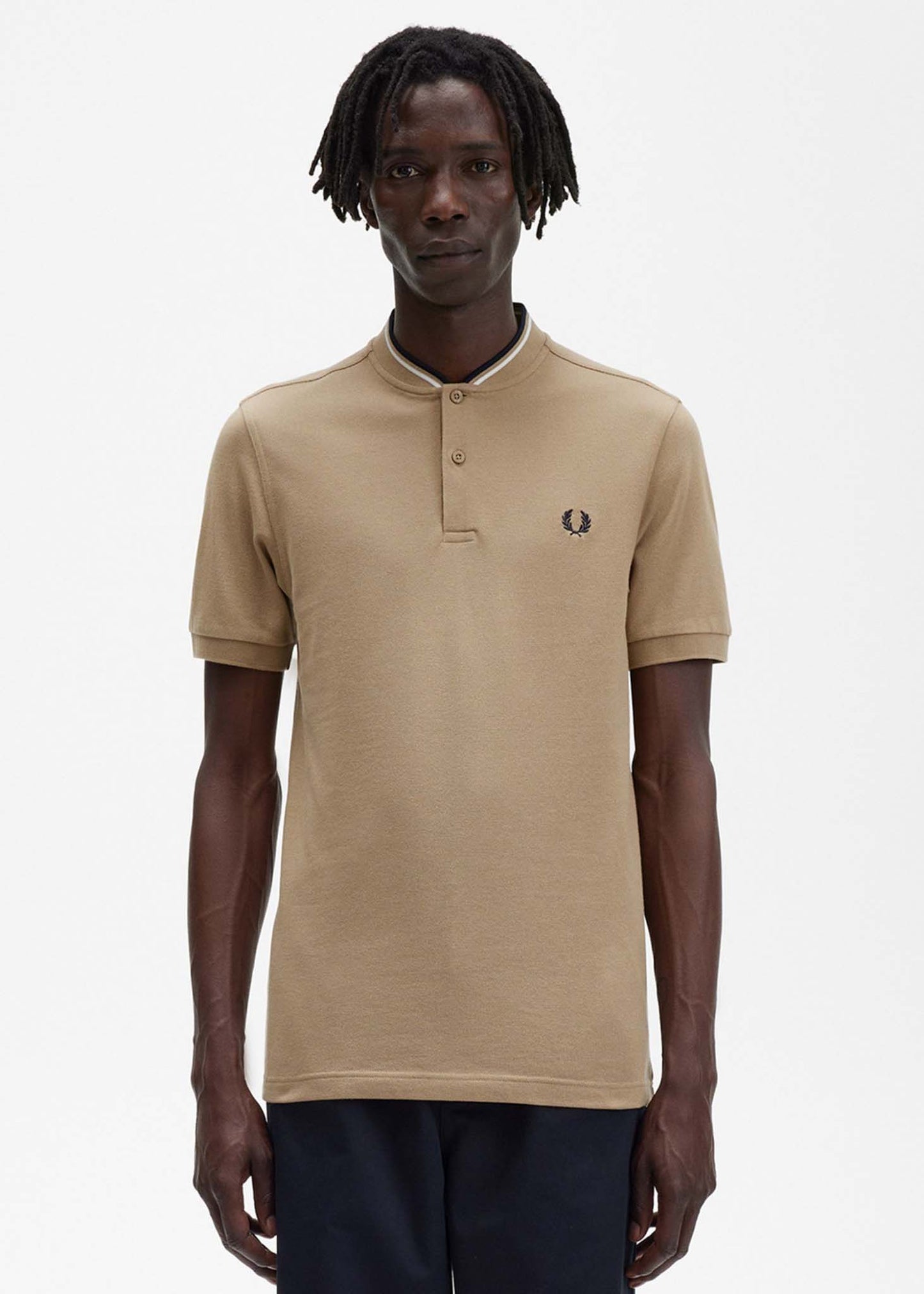 fred perry bomber collar polo warm stone