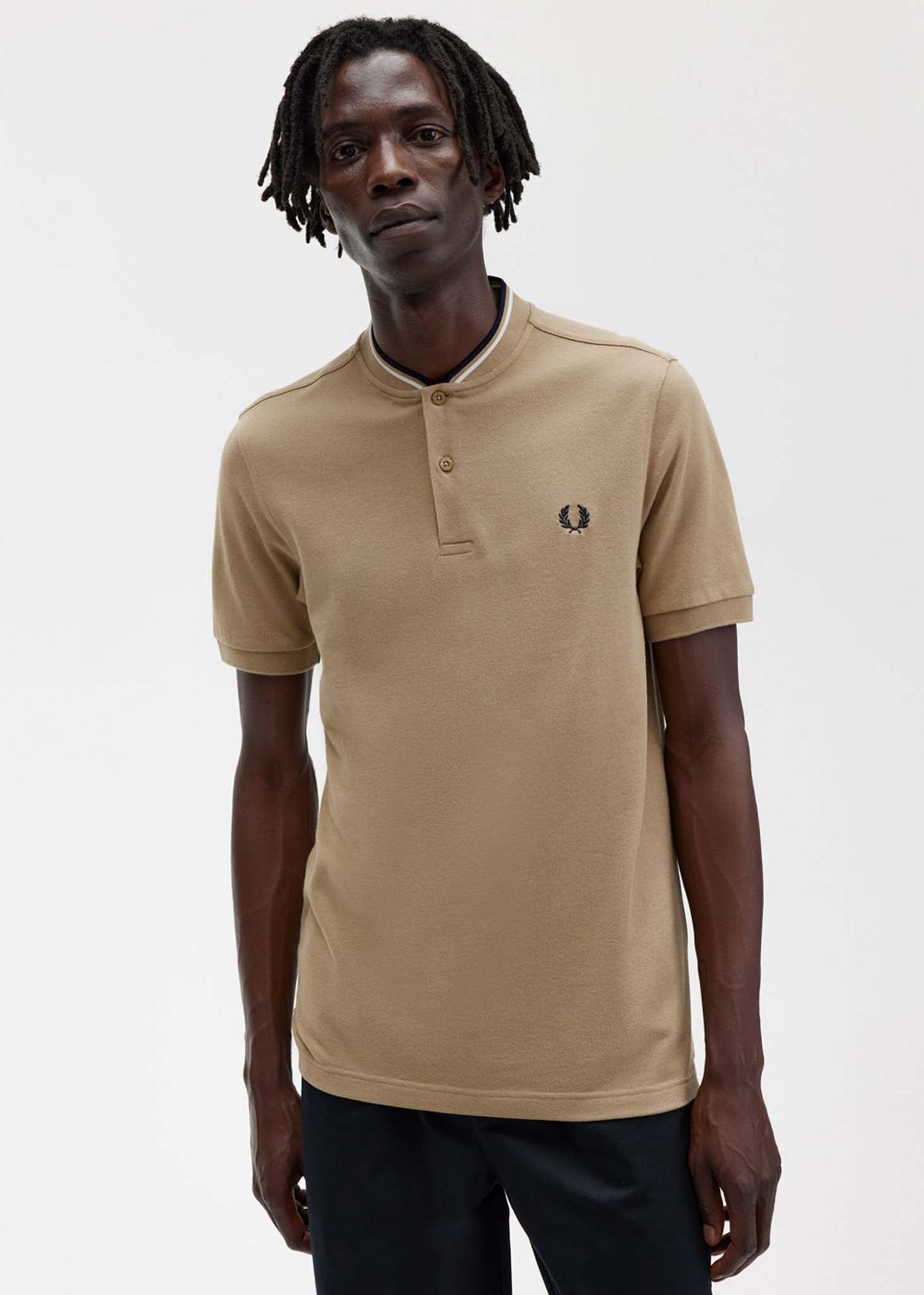 fred perry bomber collar polo warm stone