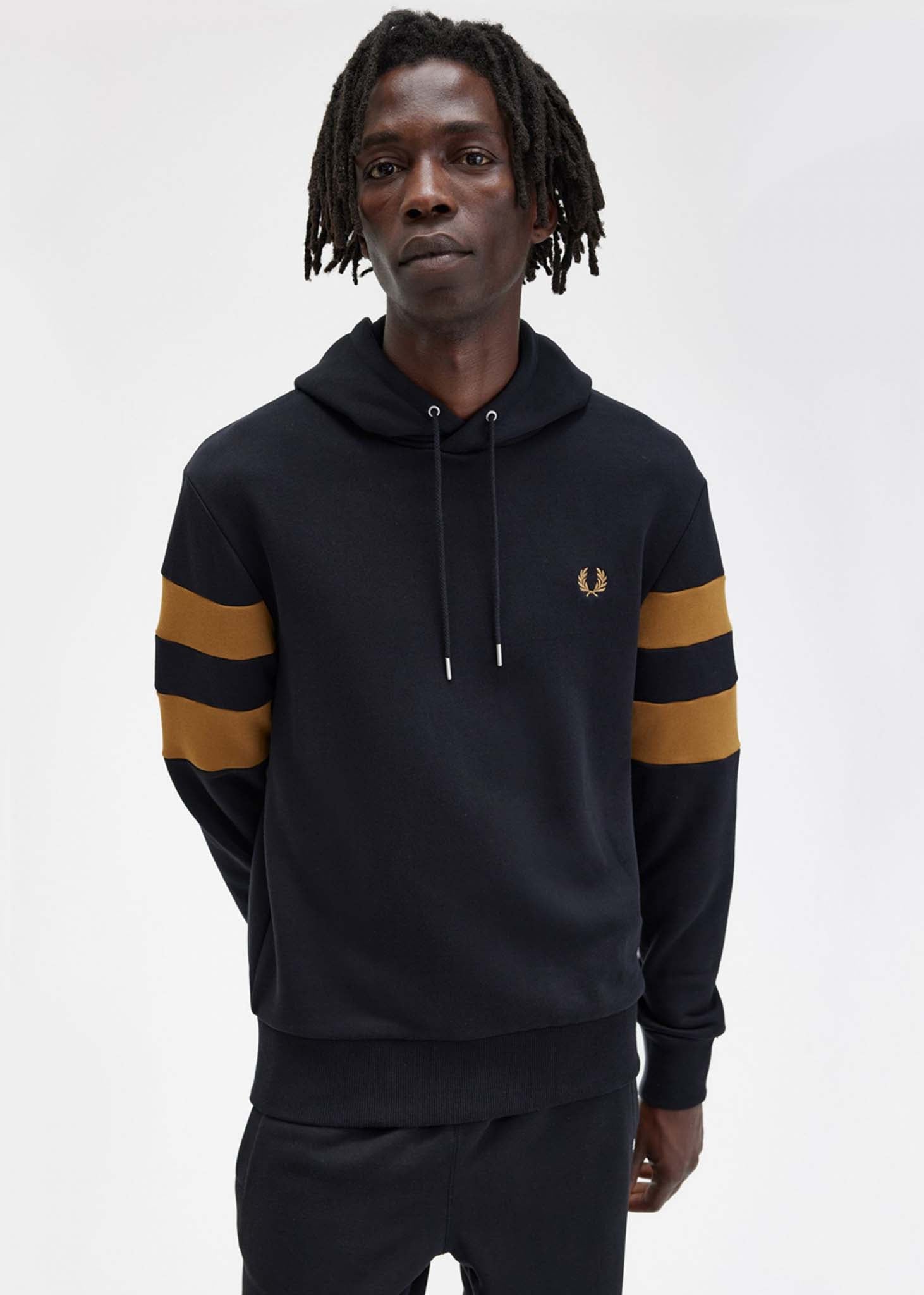 fred perry tipped hoodie black
