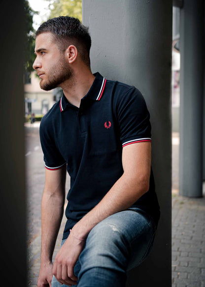 Fred Perry Polo's  Twin tipped fred perry shirt - navy white red 