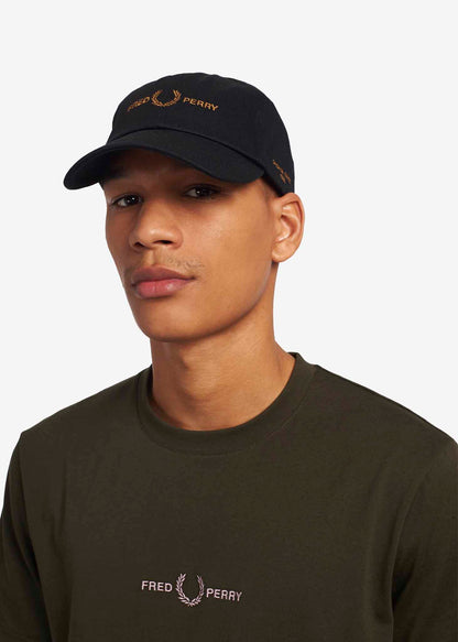 Fred Perry Petten  Branded twill cap - black 