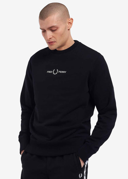 Fred Perry Truien  Embroidered sweatshirt - black 