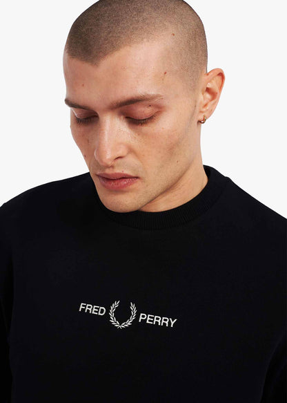 Fred Perry Truien  Embroidered sweatshirt - black 