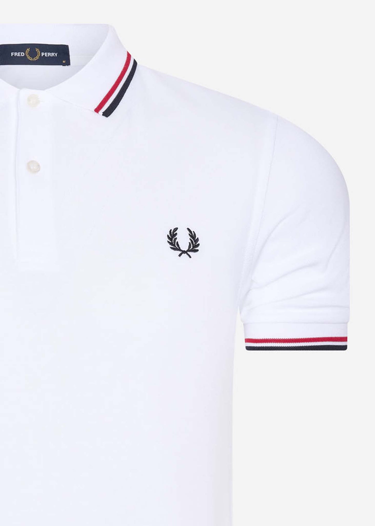 Twin tipped fred perry shirt - white bright red navy